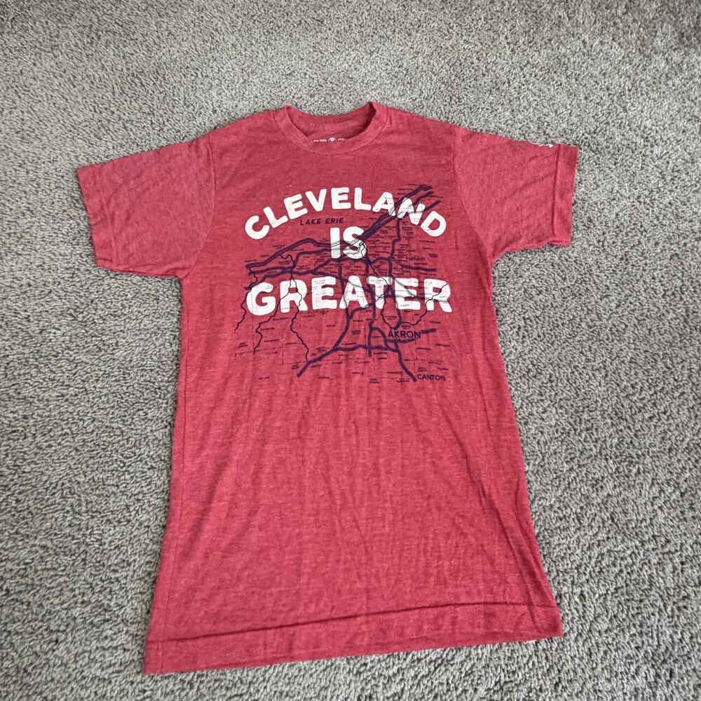 Cleveland Clothing Co. Shirt Mens XS Red Cleveland Is Greater Map Graphic Tee